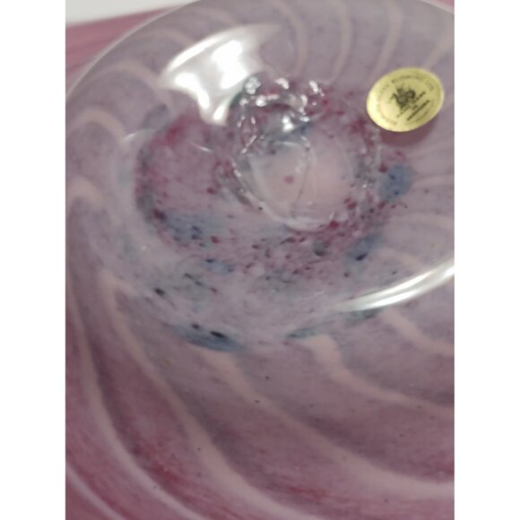 Bermuda Glass Blowing Ltd. Ruffled Edge Swirl Pattern Hand Blown Candy Bowl - Picture 8 of 12